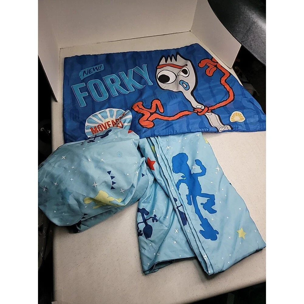 Toy Story 4 Twin Sheet  Blue Fitted and Flat Sheet Plus 1 Pillowcase
